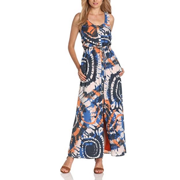 NWT Fully Lined Open Front Tie Dye Maxi Dress - Picture 2 of 3